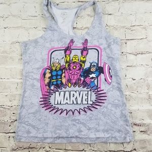 Pink Gray Marvel Tank Top Iron Man Thor Captain America Superhero Shirt Active L
